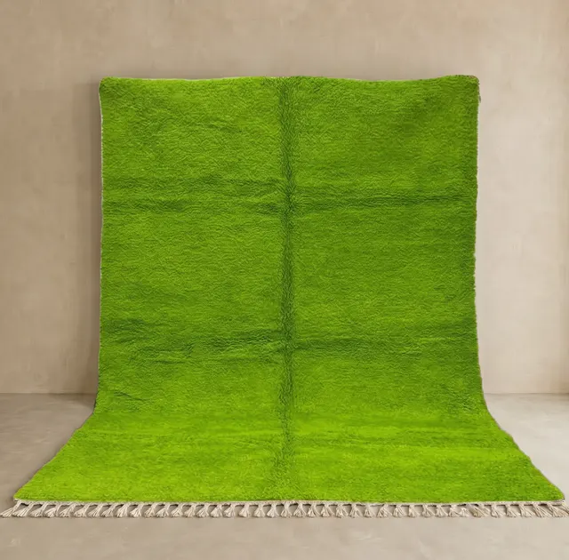Tapis berbère Guelmim vert uni — tapis berbères contemporains