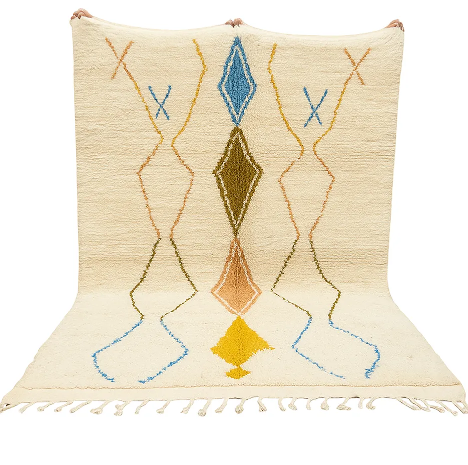 Tapis berbère Guir multicolore à losanges — tapis berbères contemporains tissé à la main