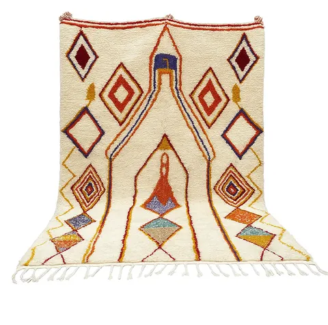 Tapis berbère Idir crème aux motifs géométriques — tapis berbères contemporains