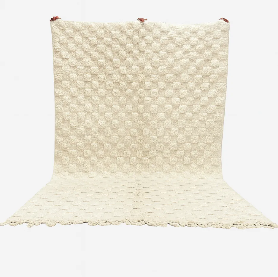 Tapis berbère Ifrane blanc — tapis berbères contemporains tissé à la main