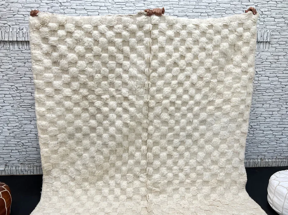 Tapis berbère Ifrane blanc, vue 4 sur 4