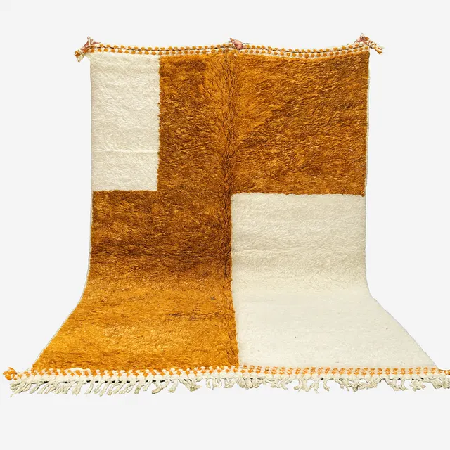Tapis berbère Imlil orange et blanc — tapis berbères contemporains