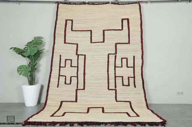 Tapis berbère Imlil rouge et noir — tapis berbères contemporains