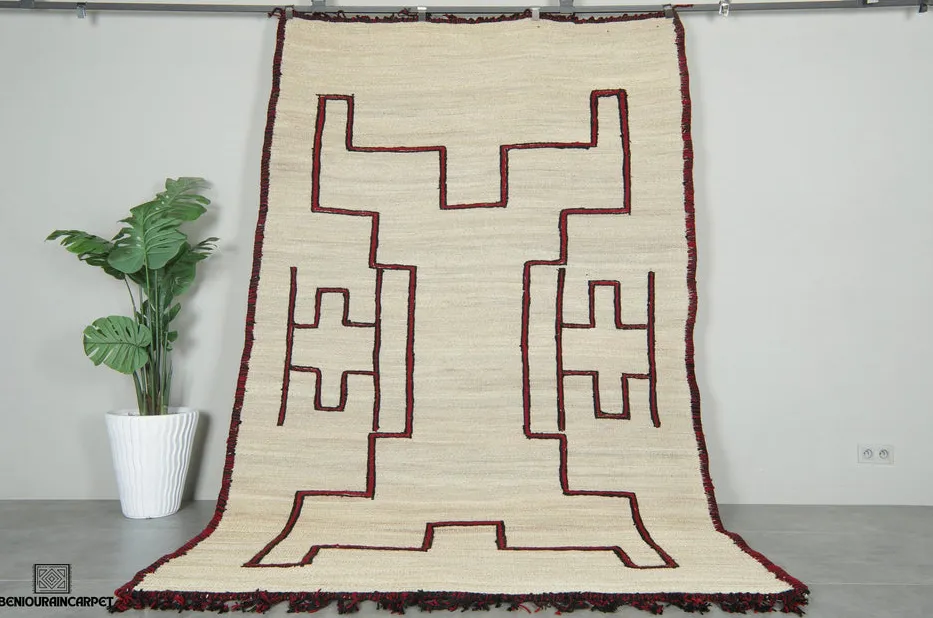 Tapis berbère Imlil rouge et noir — tapis berbères contemporains tissé à la main
