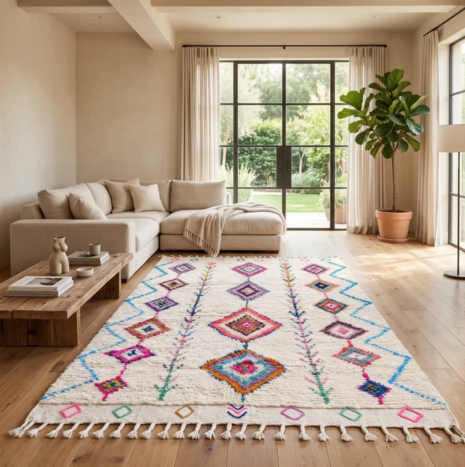 Tapis berbère Itzer multicolore, vue 4 sur 4