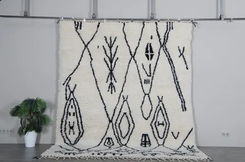 Tapis berbère Kella crème et noir — tapis berbères contemporains