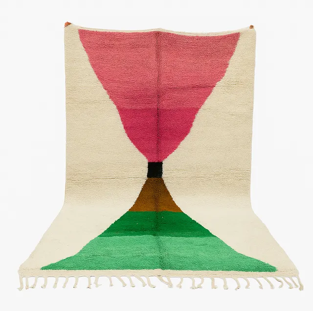 Tapis berbère Kella rose et vert — tapis berbères contemporains