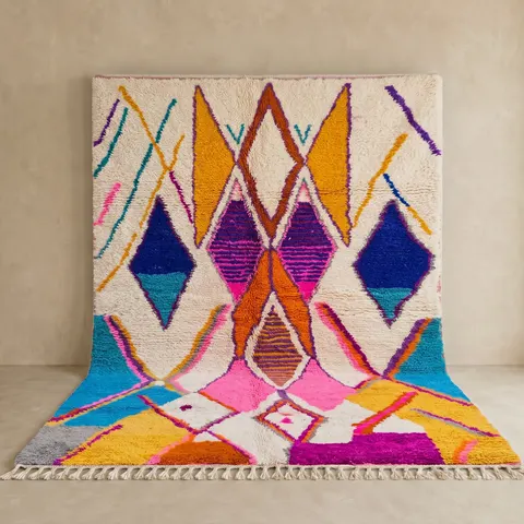 Tapis berbère Khémisset multicolore à losanges — tapis berbères contemporains