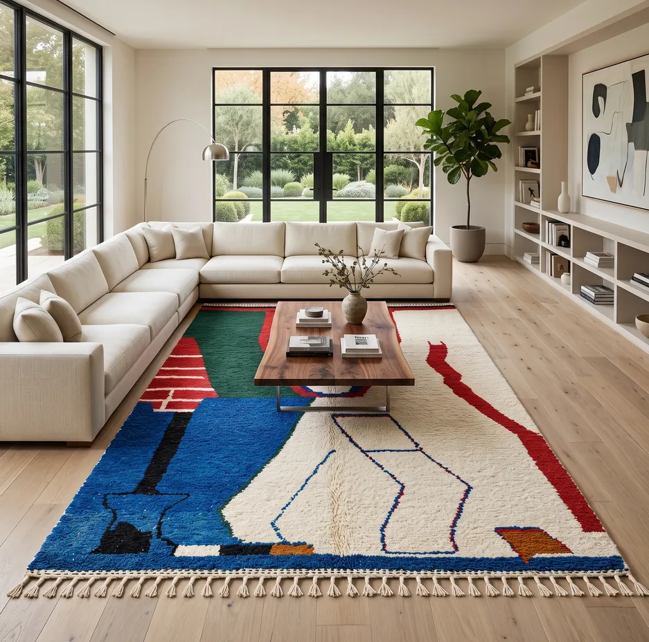 Tapis berbère Ksiba au dessin abstrait, vue 3 sur 4