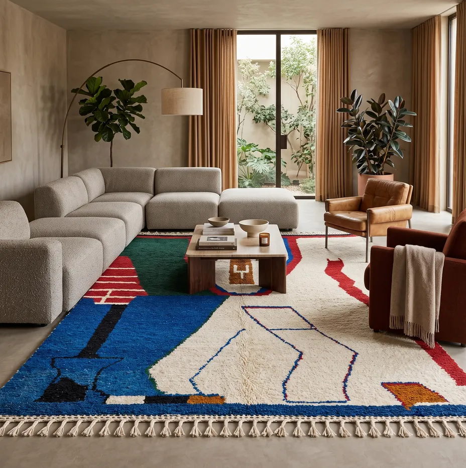 Tapis berbère Ksiba au dessin abstrait, vue 4 sur 4