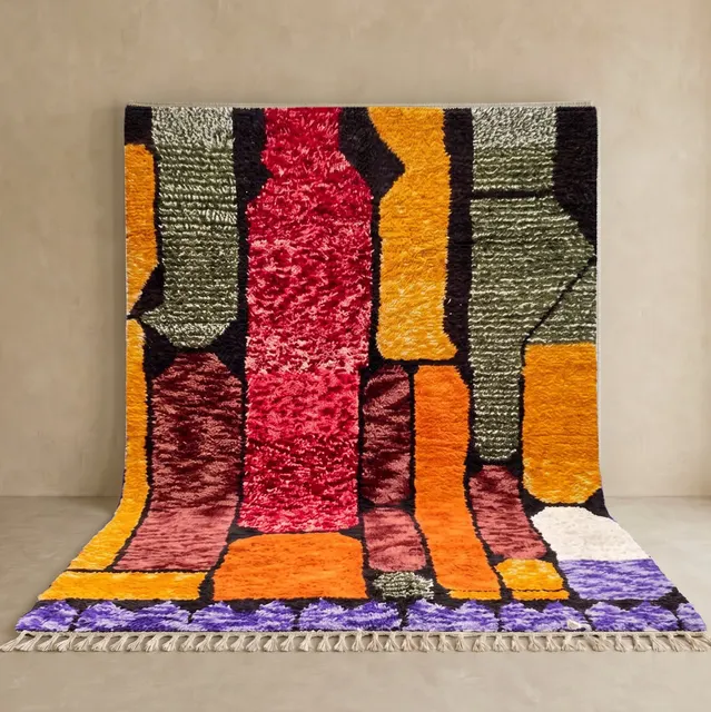 Tapis berbère Larache au dessin abstrait — tapis berbères contemporains