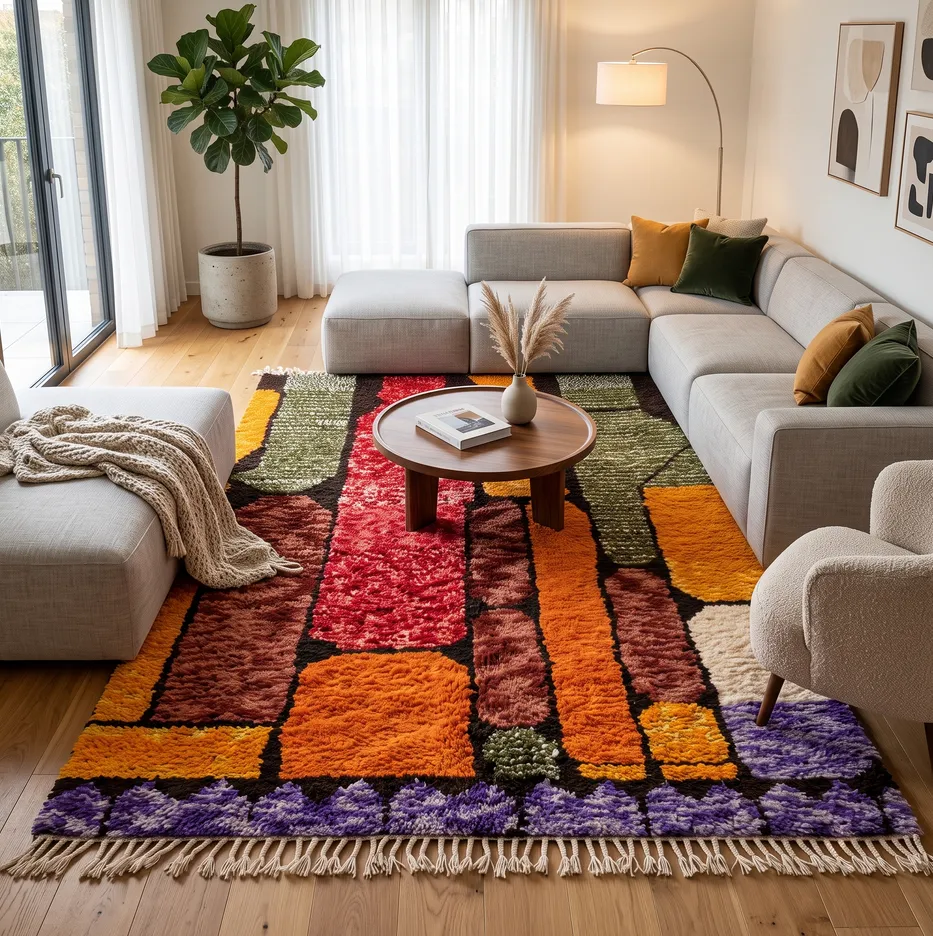 Tapis berbère Larache au dessin abstrait, vue 3 sur 4