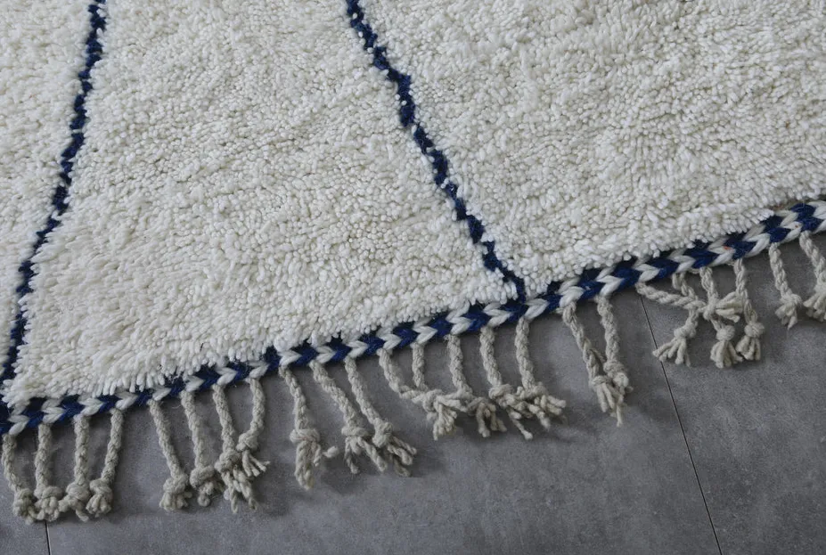 Tapis berbère Loukkos bleu à lignes, vue 7 sur 7