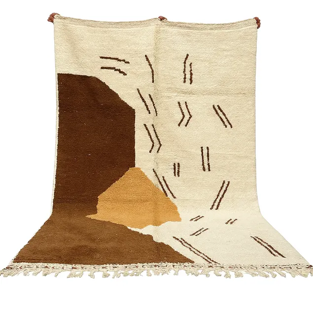 Tapis berbère Massa marron au dessin abstrait — tapis berbères contemporains