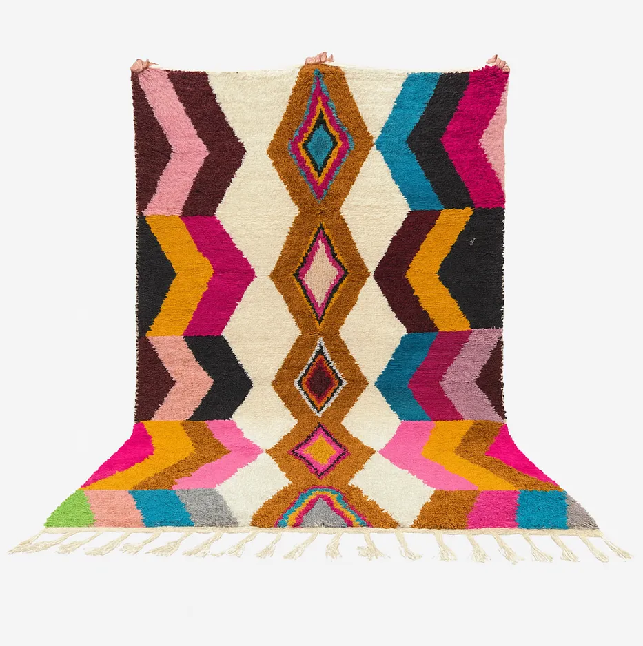 Tapis berbère Midelt multicolore — tapis berbères contemporains tissé à la main