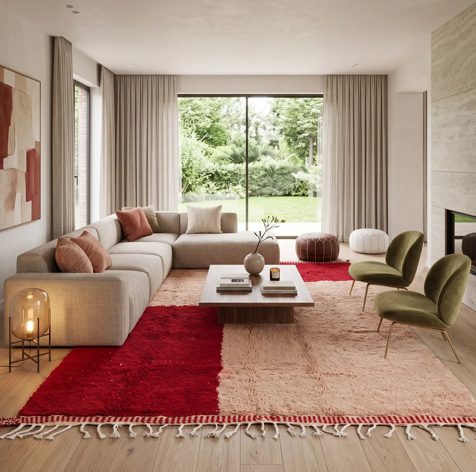 Tapis berbère Mirleft aux motifs géométriques, vue 3 sur 4