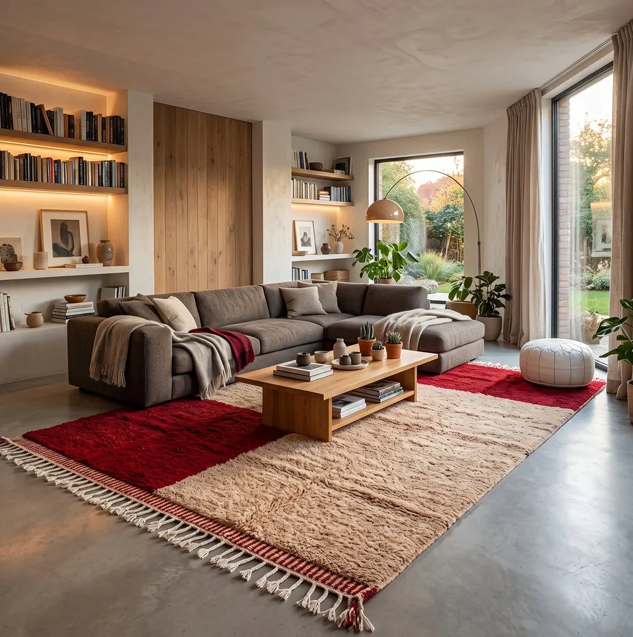 Tapis berbère Mirleft aux motifs géométriques, vue 4 sur 4
