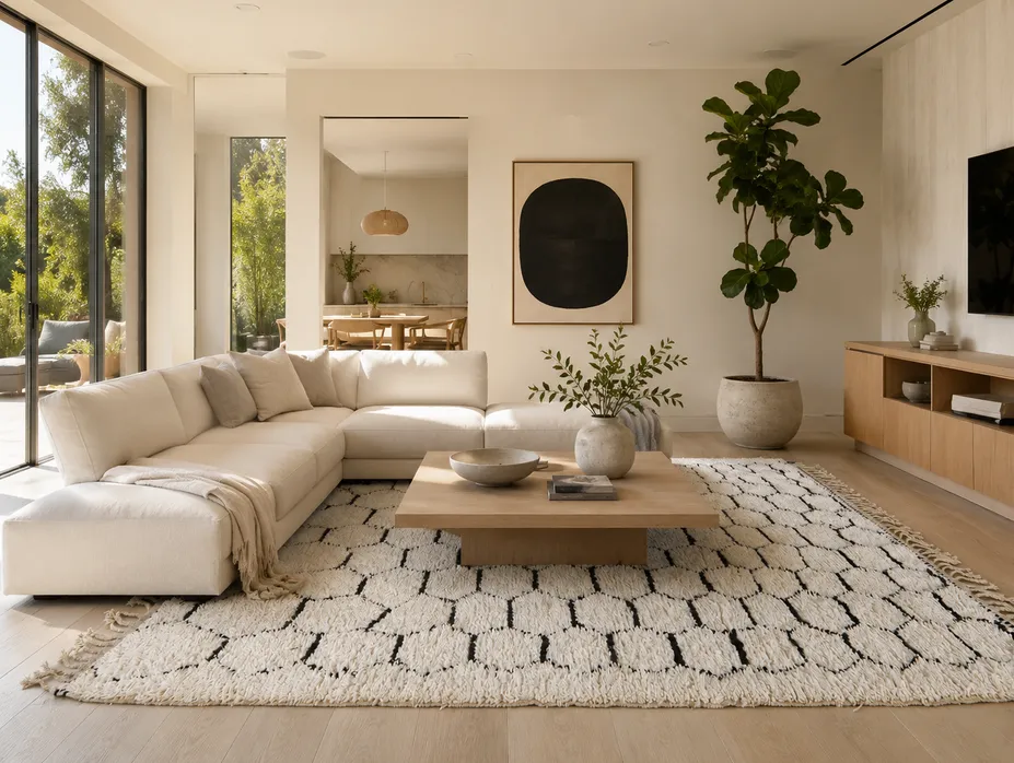 Tapis berbère Oualidia crème et noir, vue 7 sur 7