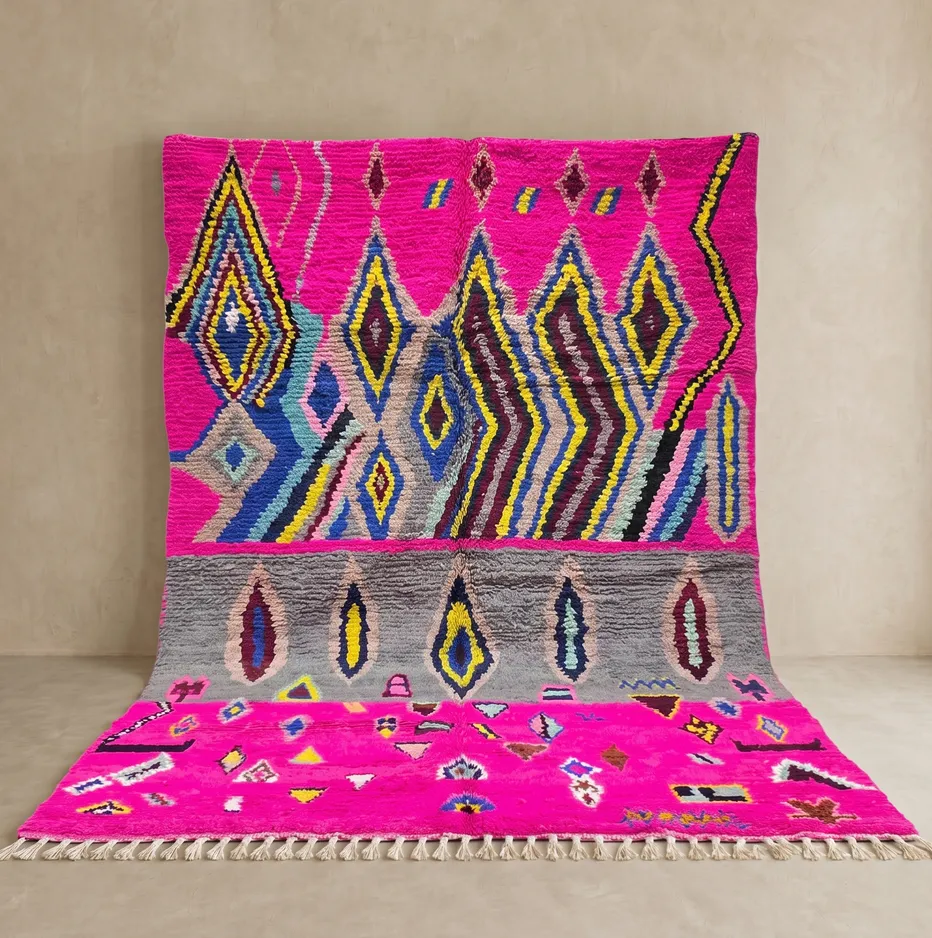 Tapis berbère Oualidia rose — tapis berbères contemporains tissé à la main