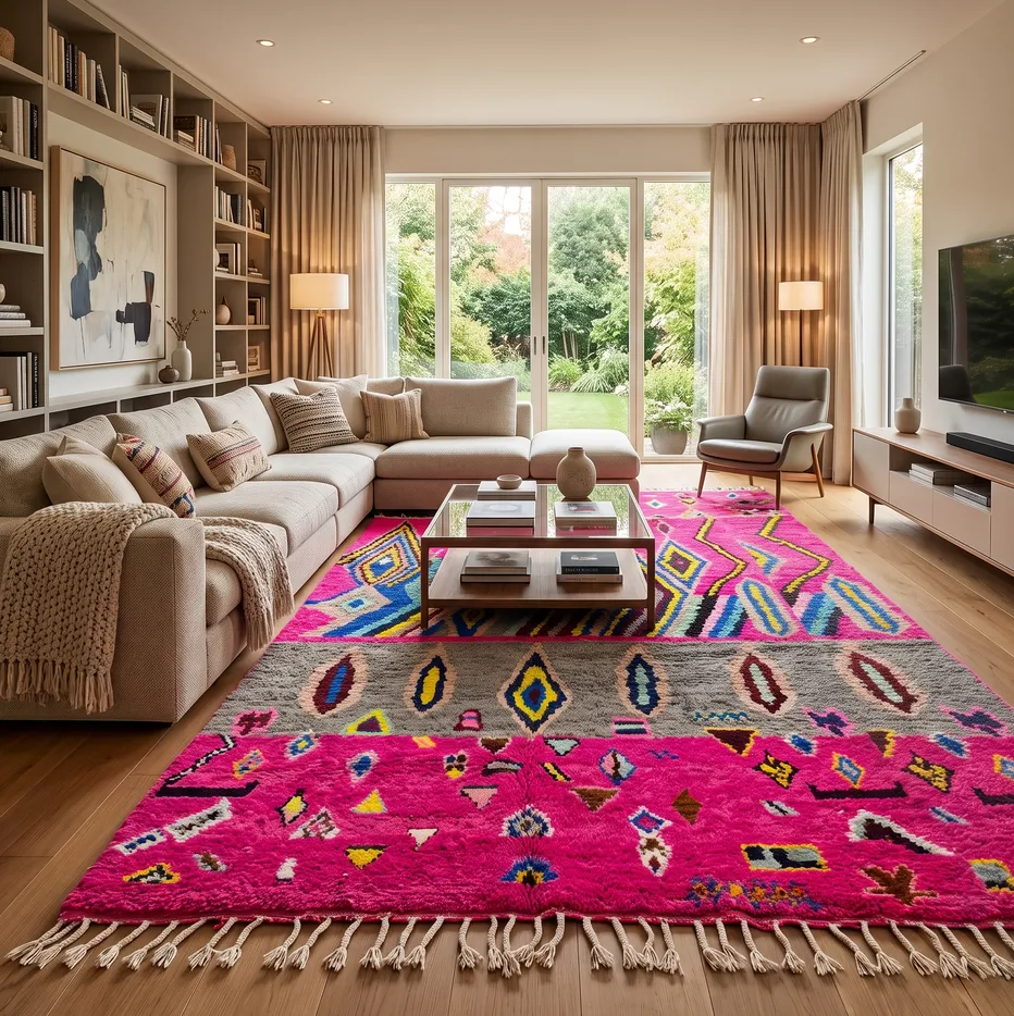 Tapis berbère Oualidia rose, vue 4 sur 4
