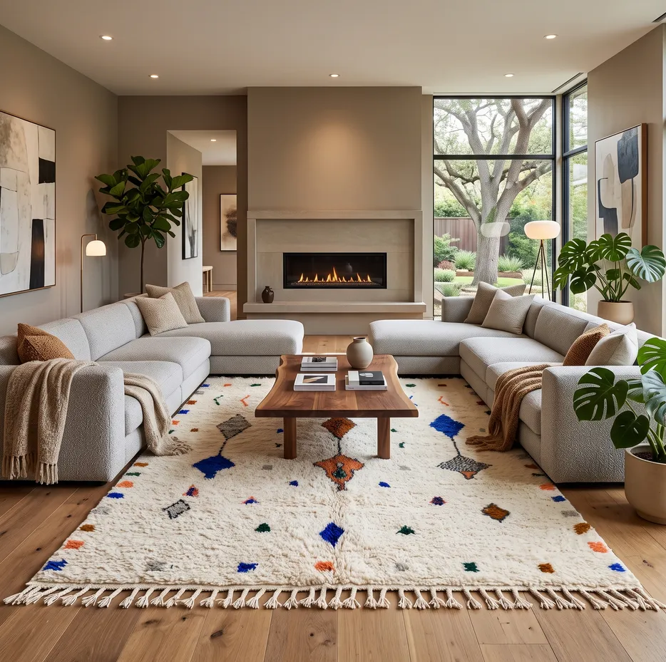 Tapis berbère Rommani blanc aux motifs berbères, vue 4 sur 4