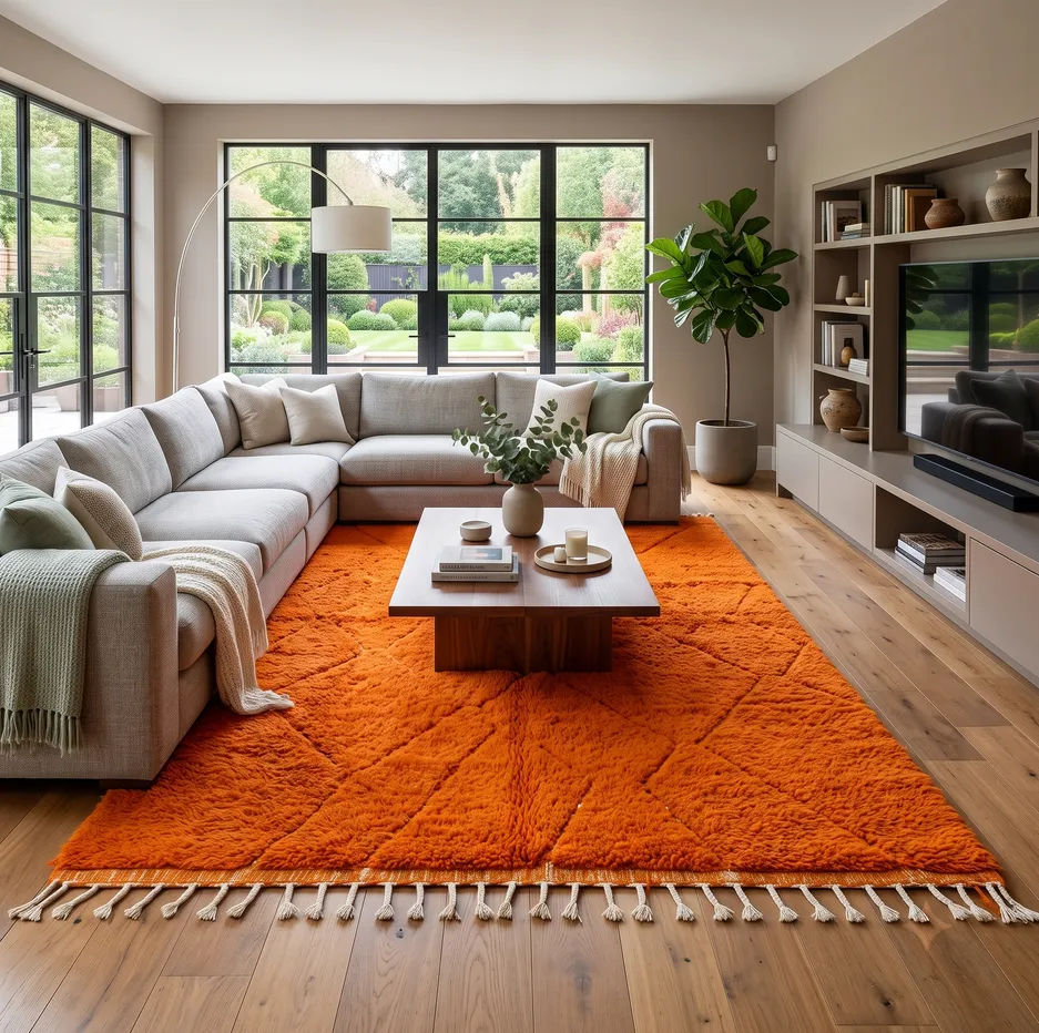 Tapis berbère Rommani orange, vue 4 sur 4