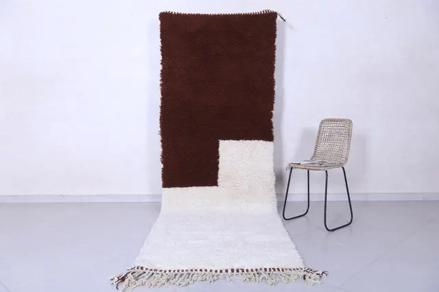 Tapis berbère Sebou blanc et marron — tapis berbères contemporains
