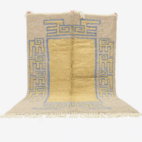 Tapis berbère Sefrou beige et bleu — tapis berbères contemporains