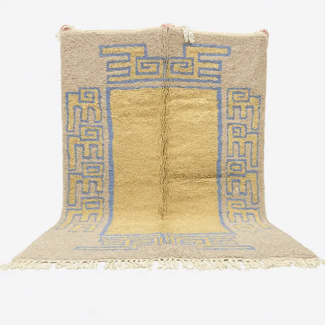 Tapis berbère Sefrou beige et bleu — tapis berbères contemporains