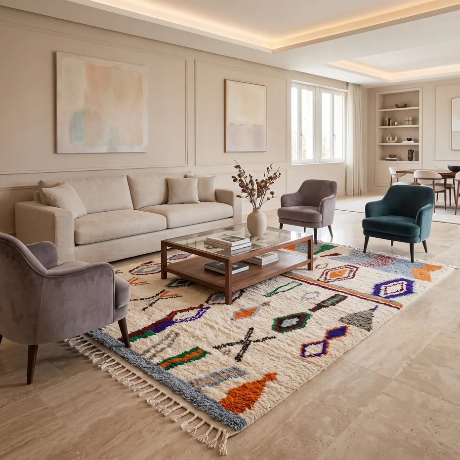 Tapis berbère Sifaw multicolore, vue 4 sur 4