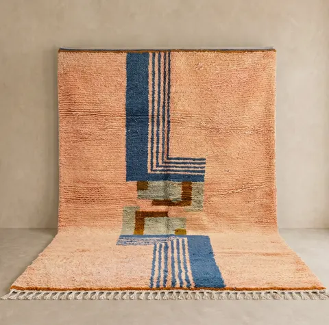 Tapis berbère Siman terracotta aux motifs géométriques — tapis berbères contemporains