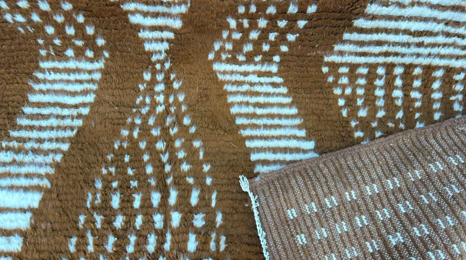Tapis berbère Tabant marron et crème — tapis berbères contemporains tissé à la main
