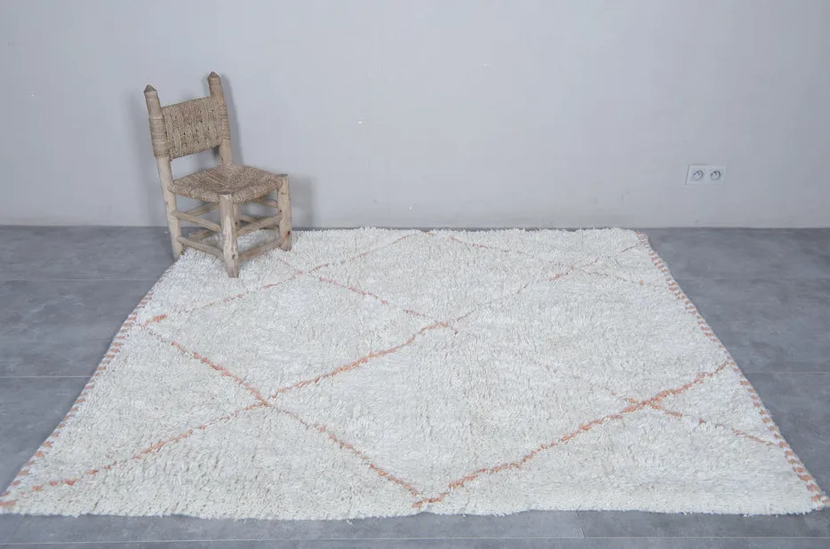 Tapis berbère Tafraout crème et terracotta à losanges, vue 3 sur 7