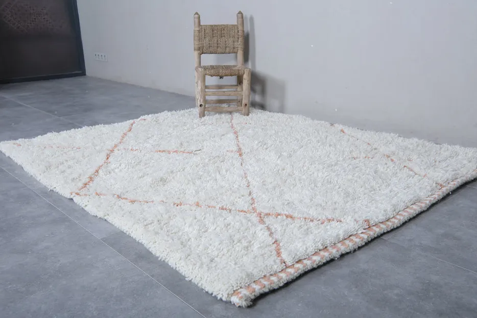 Tapis berbère Tafraout crème et terracotta à losanges, vue 4 sur 7
