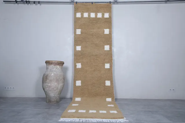 Tapis berbère Tagant marron et blanc à damier — tapis berbères contemporains