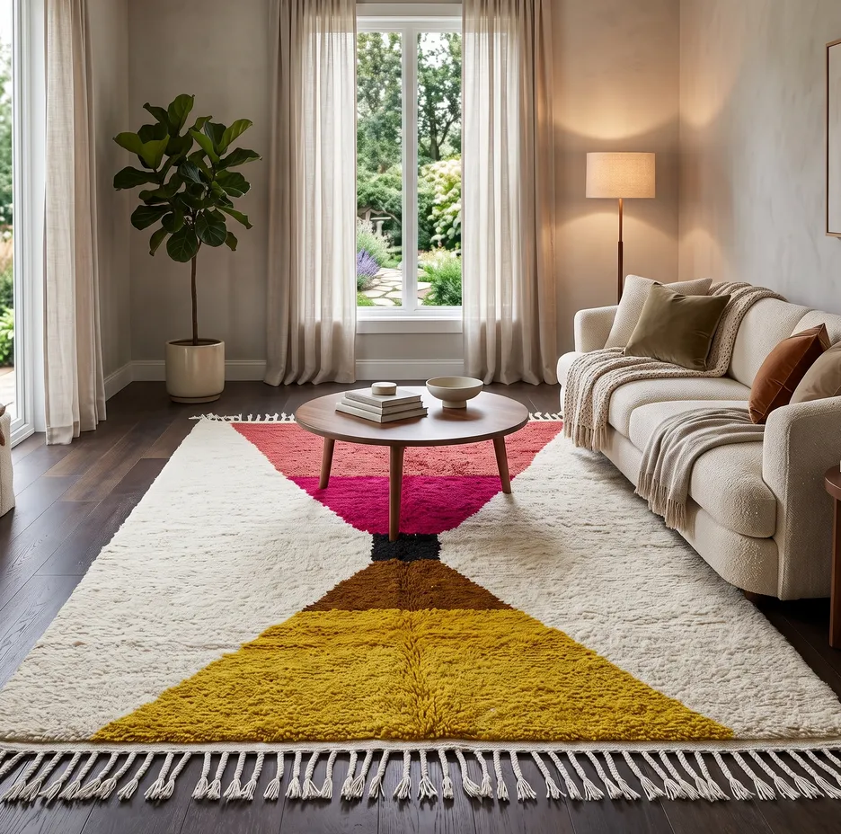 Tapis berbère Tagleft rouge et rose, vue 3 sur 4