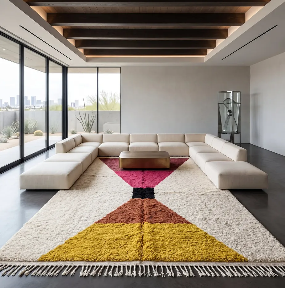 Tapis berbère Tagleft rouge et rose, vue 4 sur 4