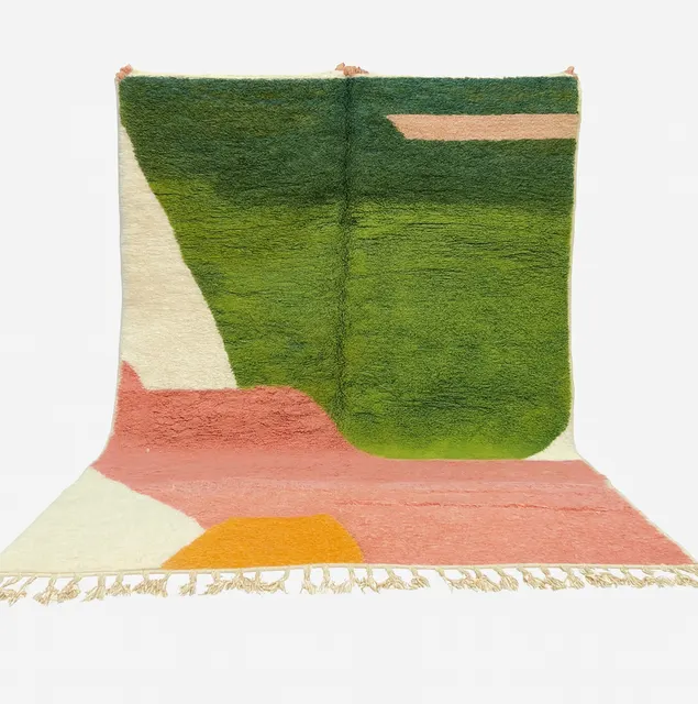 Tapis berbère Tamegroute multicolore et vert — tapis berbères contemporains