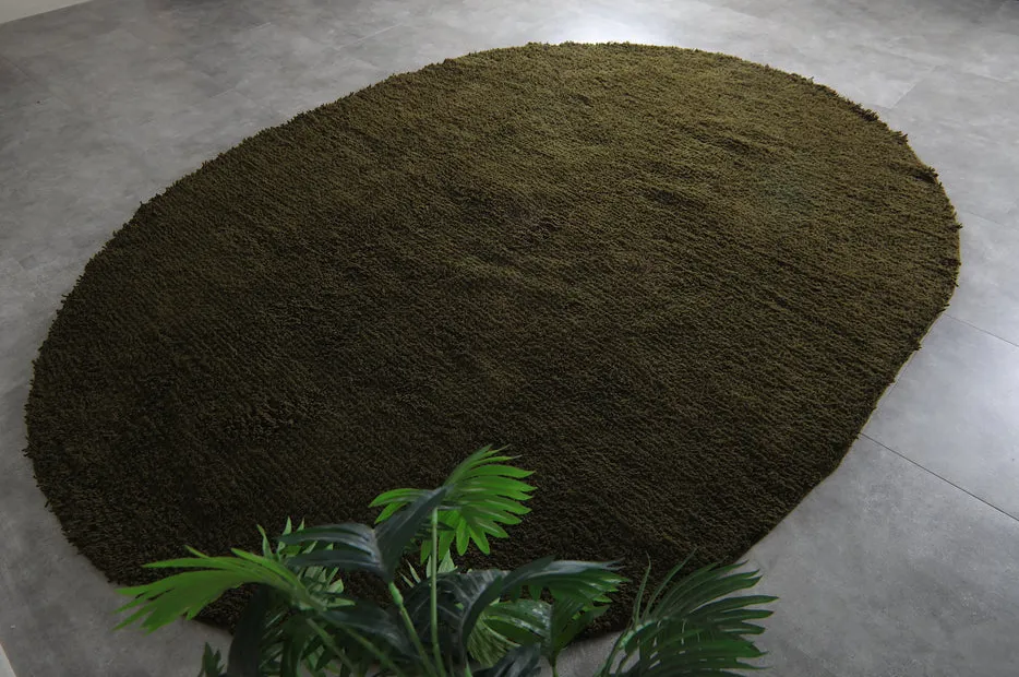 Tapis berbère Tamurt vert uni, vue 7 sur 7