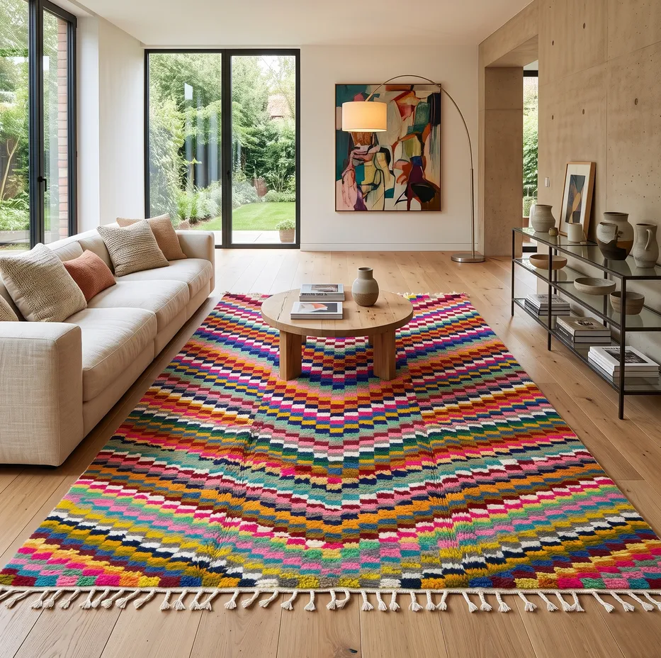 Tapis berbère Tarfaya multicolore, vue 4 sur 4