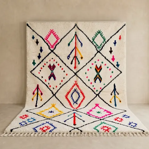Tapis berbère Tarfaya multicolore à losanges — tapis berbères contemporains