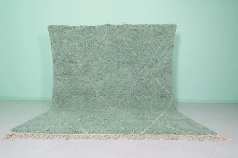 Tapis berbère Taroudant vert à losanges — tapis berbères contemporains tissé à la main