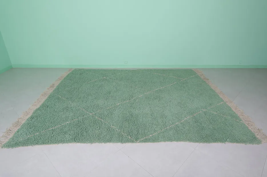 Tapis berbère Taroudant vert à losanges, vue 3 sur 7