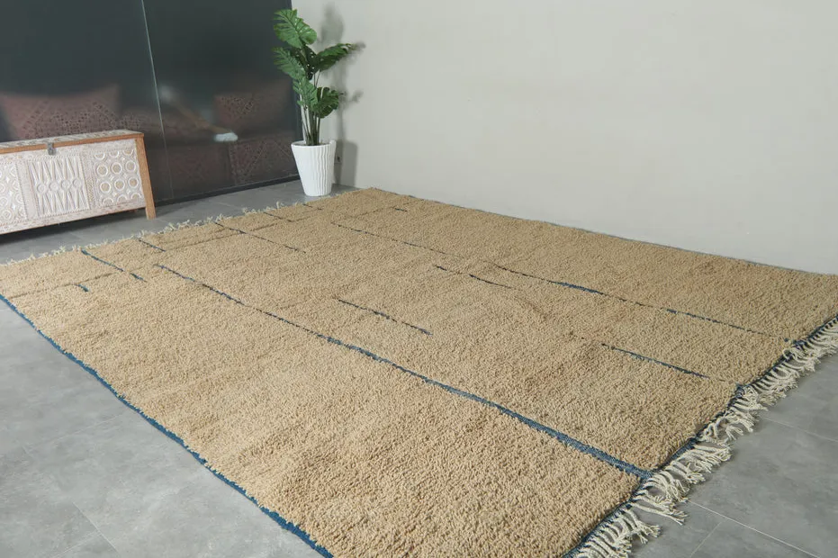 Tapis berbère Telouet beige et bleu à lignes, vue 5 sur 7