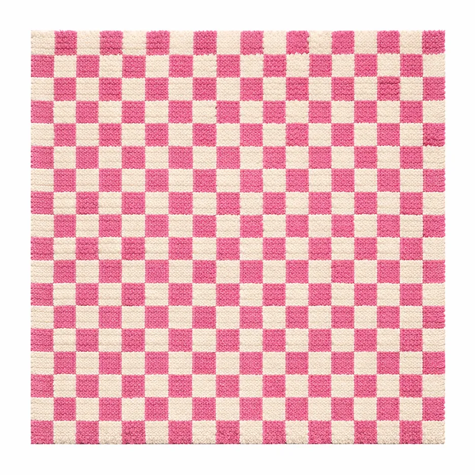 Tapis berbère Tichka rose à damier — tapis berbères contemporains tissé à la main