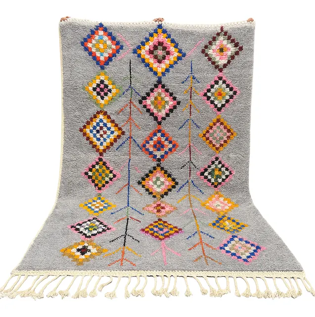 Tapis berbère Tidirhine multicolore et gris — tapis berbères contemporains