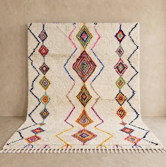 Tapis berbère Tiflet multicolore à losanges — tapis berbères contemporains