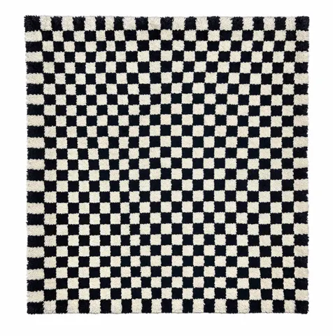 Tapis berbère Tifounassine noir et blanc à damier — tapis berbères contemporains