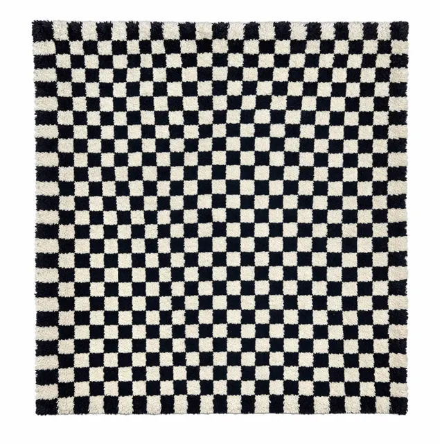 Tapis berbère Tifounassine noir et blanc à damier — tapis berbères contemporains