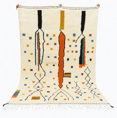 Tapis berbère Tigmi multicolore aux motifs géométriques — tapis berbères contemporains